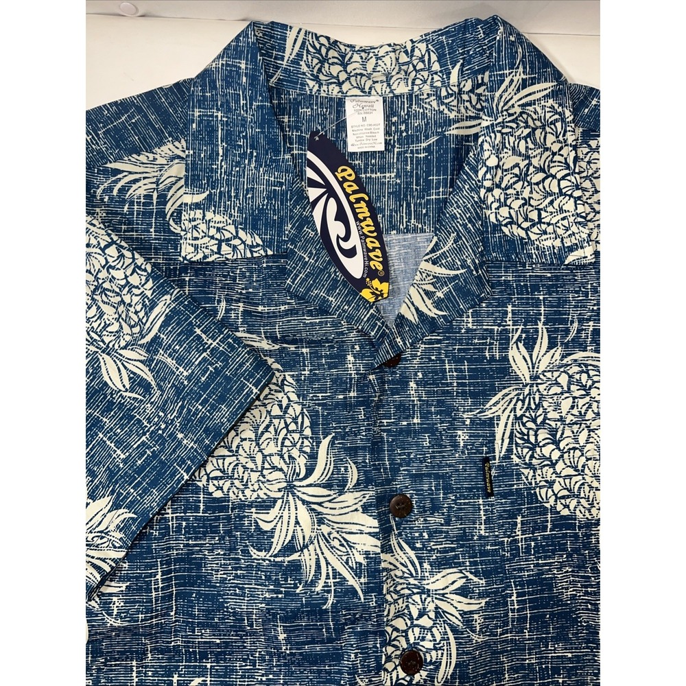 Palmwave Men's Hawaii Medium Blue Short Sleeve Floral Print With‎ Pocket NWT